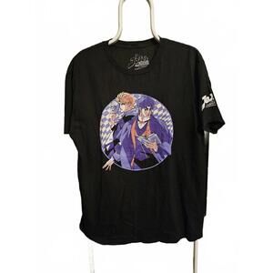Jojo's Bizarre Adventure Large T-Shirt -Duo Purple Circle - Logo on Sleeve EUC